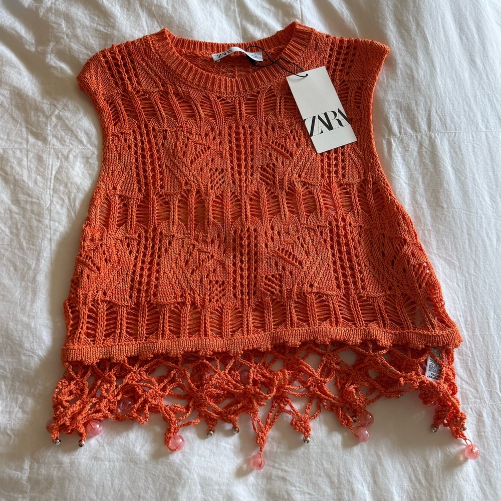 Zara Orange Beaded Knit